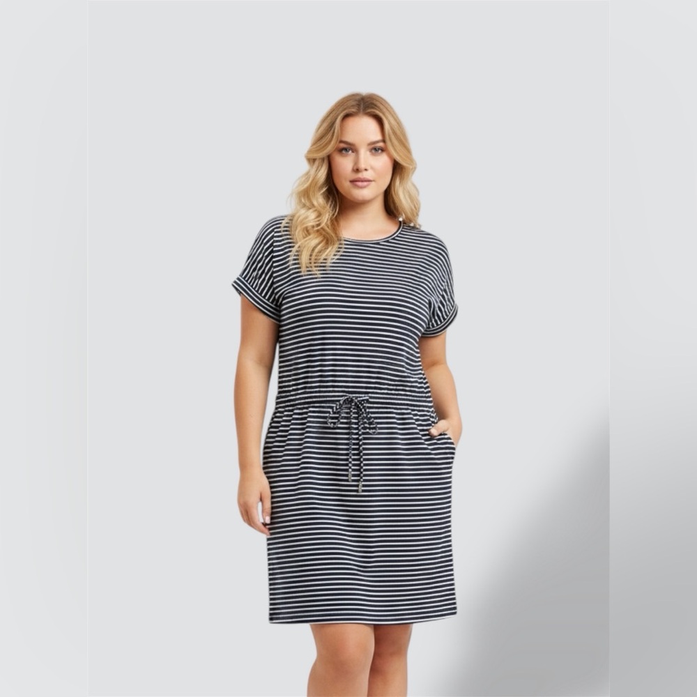Striped Black and White Swim Dress